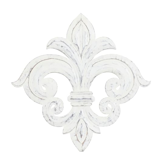 24&#x22; White French Themed Wood Wall D&#xE9;cor
